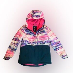 Hurley Girls Pink Purple Teal Hooded Winter Jacket